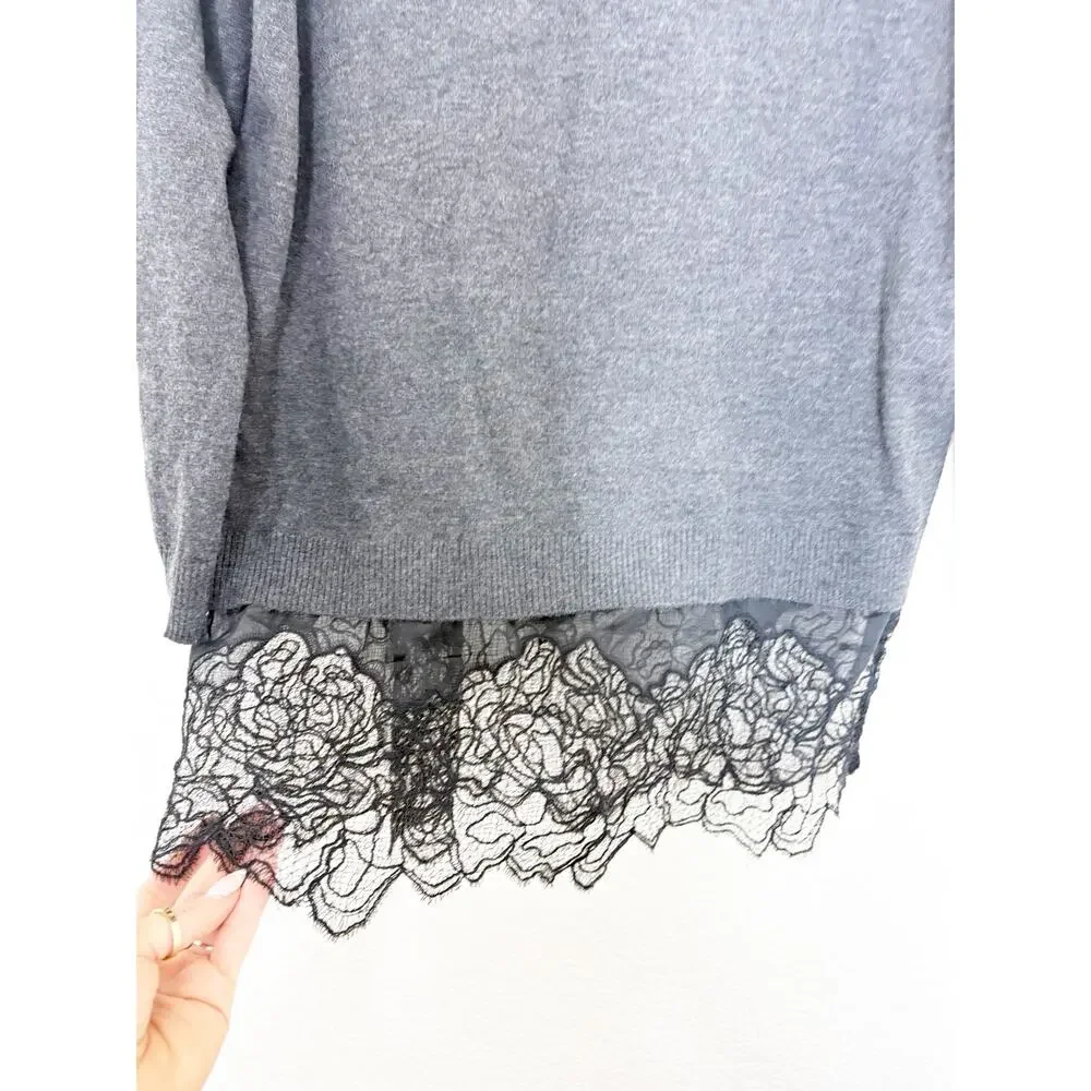 Zara Long Lace Combination Knit Jumper Sweater Size Small Oversized 2756/152